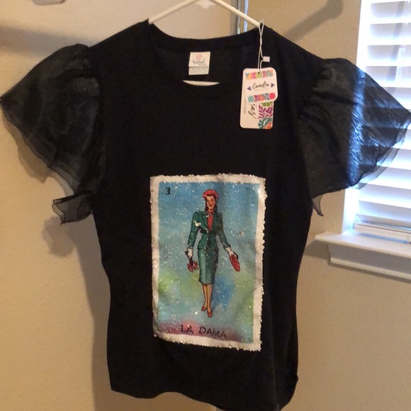 Sequin La Loteria La Dama Blouse - New - Picture 3 of 8